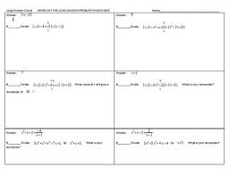 Some of the worksheets displayed are dividing polynomials date period, division of polynomials by monomials, polynomial division, synthetic division for polynomials work, dividing polynomials, dividing polynomials 1, addition and subtraction when adding, multiplying and dividing. Polynomial Long Division Worksheets Teachers Pay Teachers