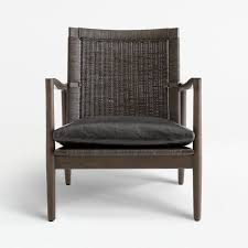 Rattan in the 20th century. Sebago Midcentury Rattan Chair With Leather Cushion Crate And Barrel Uae