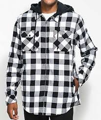 Black And White Flannel Mens Empyre Chance Black White Checkered Hooded Flannel Hooded Flannel Casual Shirts For Men Black And White Flannel