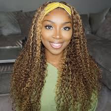 Cranberry Highlight Jerry Curly wave Glueless Headband Wig Color 4//27