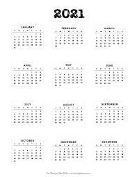 Monthly calendars and planners for every day, week, month and year with fields for entries and notes Free Printable 2021 Bullet Journal Mini Calendars Lovely Planner