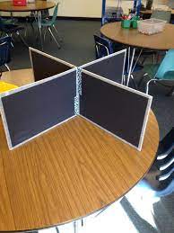 Classroom Table Dividers Made From Dollar Store Materials Works Great For Testing Classroom Tables Diy Classroom Classroom Arrangement