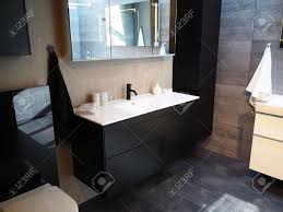 Beautiful Small Modern Trendy Design Bathroom In Luxury Home Stock Photo Picture And Royalty Free Image Image 150086241