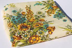 It's no wonder this hue is such a popular one in the realm of interiors! Vintage Home Decor Fabric Floral Bouquets In Golden Yellow Shades W Aqua