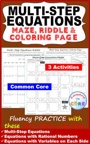 Multi Step Equations Maze Riddle Color By Number Coloring Page Activity Fun Math Activities Math Activities Fun Math
