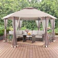 Better Homes Gardens Meritmoor 9 X 9 Steel Pergola Black Walmart Com Hexagon Gazebo Permanent Gazebo Pergola