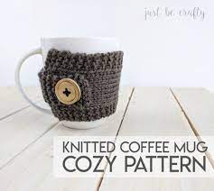 Homebody buttoned mug cozy knitting pattern plain and_knitted mug cozy | original: Knitted Coffee Mug Cozy Pattern Free Pattern By Just Be Crafty
