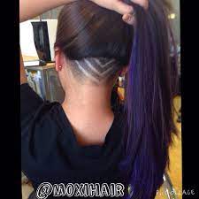 Undercut Shaved Design In Purple Hair Www Moxihair Com Moxi Hair Salon Erie Pa Undercut Long Hair Hair Styles Undercut Hairstyles