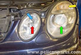 Research on headlight for mercedes e320. Mercedes Benz W211 Headlight Replacement 2003 2009 E320 E500 E55 Pelican Parts Diy Maintenance Article