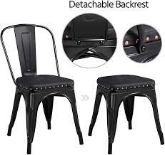 Maybe you would like to learn more about one of these? Buy Yaheetech 4pcs Metal Dinning Chairs With Pu Leather Seat High Back Soft Cushioned Industrial Classic Iron Chairs Chic Dining Bistro Cafe Coffee Chair 18 Inch Black Online In Turkey B08dr5r5c7
