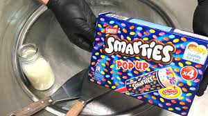 Extra mini eggs on top of each serving show what is in the frozen treat and add to the fun. Smarties Pop Up Ice Cream Rolls How To Make Colorful Ice Cream Rolls With Smarties And Sprinkles Youtube