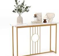 Table Console, Meuble d'Entrée en Faux Marbre,Kit Anti-Basculement Inclus,  120x30x80,5cm