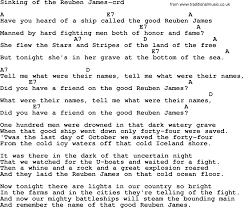 sinking of the reuben james, lyrics and