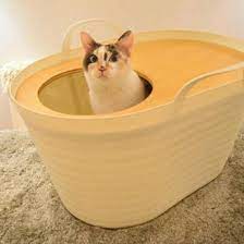 猫トイレバケツ 天板無し 上から入る猫トイレuppifran わた菓子ホワイト 猫 トイレ 猫の家具 猫