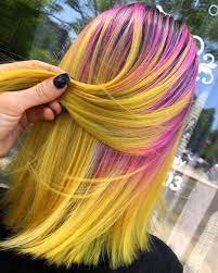 Pink Yellow Light Red Hair Yellow Hair Dye Blonde Hair With Highlights