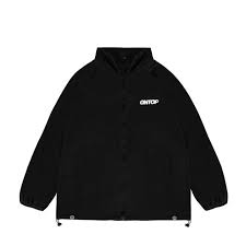 Áo khoác dù nam form rộng local brand ONTOP màu đen cổ trụ - Basic High-neck