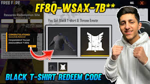 Kode redemption memiliki 12 karakter. Free Fire Black T Shirt Redeem Code Ff Rewards Black T Shirt Redeem Code Ff Rewards Code Today Youtube