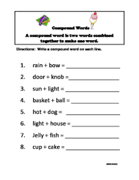 3rd grade compound words worksheet teaching resources tpt