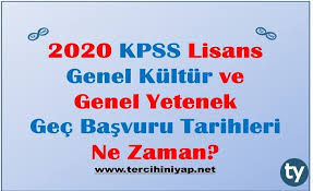 Bununla birlikte, kpss ortaöğretim, ön lisans, lisans, öabt ve dhbt oturumları için başvuru ve sonuç tarihleri de duyuruldu. 2020 Kpss Lisans Genel Kultur Ve Genel Yetenek Gec Basvuru Tarihleri Ne Zaman