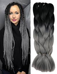 Freetress synthetic braid color shown: Fani Ombre Kanekalon Braiding Hair Extensions Two Tone Synthetic Crochet Braid Hair High Temperature Fiber Crochet Twist Braids 24inch 5pcs Lot 100g Pc Black Dark Gray Wantitall