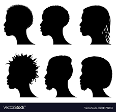 Black And White African American Clip Art Afro American Young Men Face Silhouettes African Vector Image On Vectorstock Male Face Silhouette Afro American