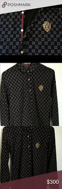 Gucci Mens Unisex Button Up Shirt Black M Slim Black Shirt Button Up Shirts Gucci Men