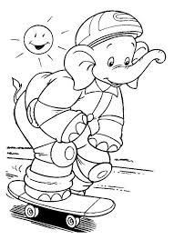 Elefant Benjamin Blumchen Auf Dem Skateboard Malvorlage Az Ausmalbilder Ausmalbilder Ausmalen Blumen Ausmalen