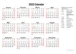 Free download and print at home or at work. Printable Calendar 2022 One Page With Holidays Single Page 2022 Yearly Blank Pdf Templates