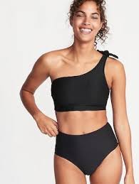 2019 Swimwear Trends High Waisted Black One Shoulder Two Piece Bikini Bathing Suits Thestyleeditrix Swimwear Sw Swimwear Trends Swim Suit Bottoms Swimwear