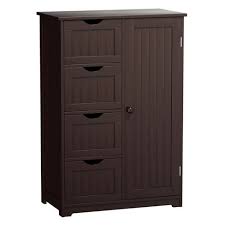 Free standing bathroom cabinets ideas. Costway Wooden 4 Drawer Bathroom Cabinet Storage Cupboard 2 Shelves Free Standing Brown Target