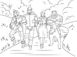 Scarecrow Tin Man Dorothy And Cowardly Lion Coloring Page Free Printable Coloring Pages Wizard Of Oz Characters Wizard Of Oz Color Lion Coloring Pages