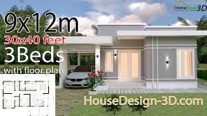Above sketchup 2016 and autocad 2010 upload on youtube: House Design 3d 9x12 Meter 30x40 Feet 3 Bedrooms Terrace Roof House Design 3d