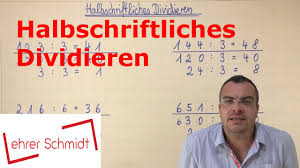 Übungen zum schriftlichen dividieren mit zweistelligen zahlen Halbschriftliches Dividieren Mathematik Lehrerschmidt Youtube