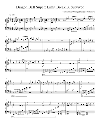 Check spelling or type a new query. Dragon Ball Super Opening 2 Limit Break X Survivor Piano Arrangement Sheet Music For Piano Solo Musescore Com