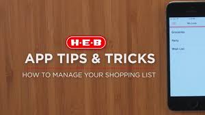 The heb.com website includes a store locator, recipes, and corporate information. H E B Mobile App How To Manage Your List Youtube