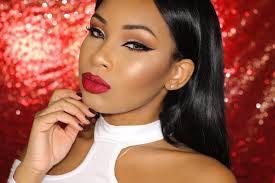 Black And Red Lipstick Red Lips Full Glam Aaliyahjay Red Lips Makeup Look Black Girl Makeup Makeup For Black Women