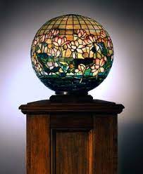 Crannell tiffany inspired grand wisteria stained glass 29.50. Decorative Lamp After 1900 Pond Lily Design Ball Shape Leaded Glass Tiffany Glass And Decorating Company Ne Tiffany Art Stained Glass Lamps Tiffany Lamps