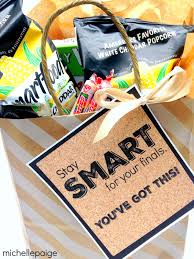 We offer healthy, beautifully packaged college care packages that make great, encourgaing gifts for college students. Michelle Paige Blogs College Finals Smart Gift Bag