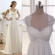 Vintage Modest Wedding Gowns Capped Sleeves Empire Waist Plus Size Pregnant Maternity Empire Waist Wedding Dress Pregnant Wedding Dress Trendy Wedding Dresses