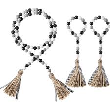 Shop for 2 tier tray at bed bath & beyond. 3 Pack Black White Wood Bead Garland Set With Tassel Rustic Farmhouse Tiered Tray Decorations Wall Hanging Decor Buy Online At Best Prices In Pakistan Daraz Pk