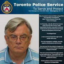 Man Arrested in Internet Child Luring/Child Pornography Investigation,  Blair Thomas Newton Evans, 68, Faces 14 charges On Thursday, July 26, 2018,  the Toronto Police Service Sex Crimes, Child Exploitation Section, executed  a