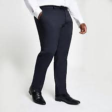Mens River Island Big And Tall Navy Suit Trousers In 2019