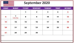 September 2020 Calendar With Holidays For Business Office Personal Life In 2020 Holiday Calendar Usa Holidays Holiday Printable Templates