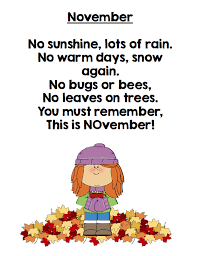 November Poetry Freebie English Poems For Children English Poems For Kids Kids Poems