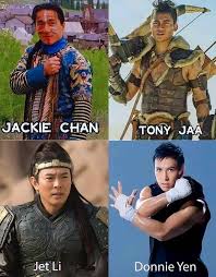 A comparison between three martial arts legends: Donnie Yen, Jackie Chan,  and Jet Li.