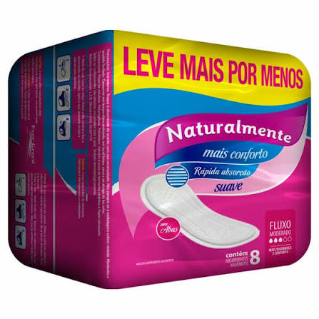 ABSORVENTE NATURALMENTE MAIS CONFORTO SUAVE SEM ABAS – 8 UNIDADES