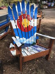 Colorado Flag Ski Chair With Hand Painted Mountains And Columbines Colorado Lifestyle Unique Gift Idea Patio Chair For Her Customize It Ski Decor Colorado Flag Adirondack Chair
