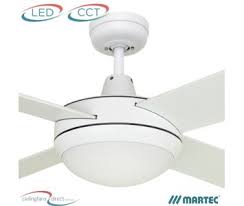 Typical commercial applications of these ceiling fans include shopping malls, office buildings, schools, churches the fan consists of integrated led with cutting edge integrated cob diode technology so that you do. White Martec Lifestyle 52 Ceiling Fan With 24w Dimmable Cct Led Light Ceiling Fans Direct