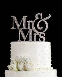 Glitter Mr And Mrs Wedding Cake Topper In Your Choice Of Glitter Elegant Custom Wedding Cake Top Glitter Wedding Cake Silver Wedding Cake Wedding Cake Toppers