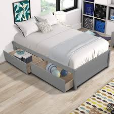 The tiffany 2 drawer storage bed for kids offers 2 large storage capacity for your kids. Amazon Com Dolonm Twin Platform Bed Frame With Storage Drawers Solid Pine Wood Bed Frame For Kids Teen Easy Assembly Gray Furniture Decor